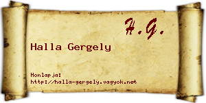 Halla Gergely névjegykártya